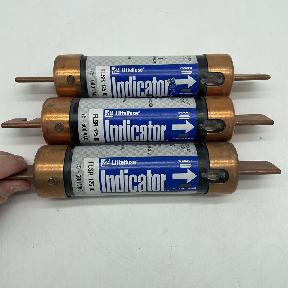 Lot of 3 Littelfuse FLSR 125 ID Indicator Fuses 125A 600VAC Class RK5 Time Delay